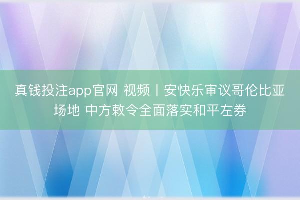 真钱投注app官网 视频丨安快乐审议哥伦比亚场地 中方敕令全面落实和平左券