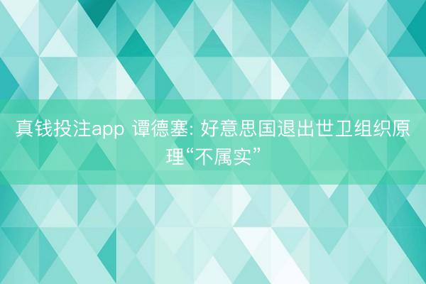 真钱投注app 谭德塞: 好意思国退出世卫组织原理“不属实”