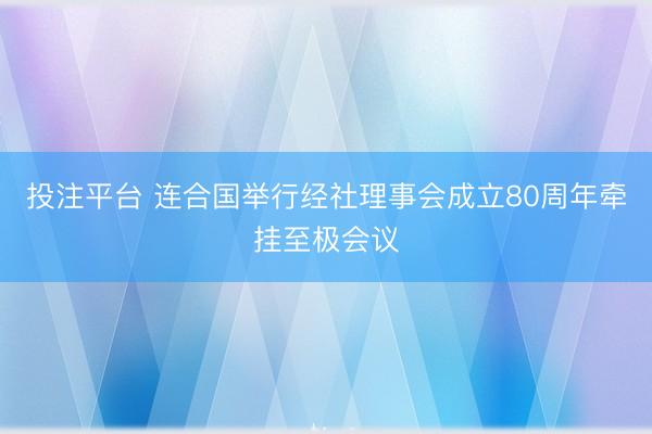 投注平台 连合国举行经社理事会成立80周年牵挂至极会议