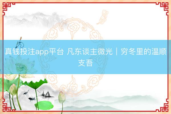 真钱投注app平台 凡东谈主微光｜穷冬里的温顺支吾