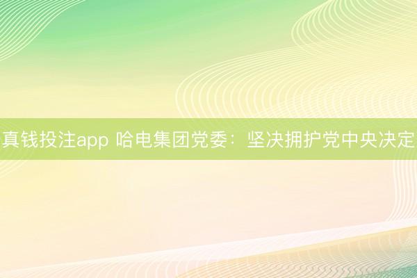真钱投注app 哈电集团党委：坚决拥护党中央决定
