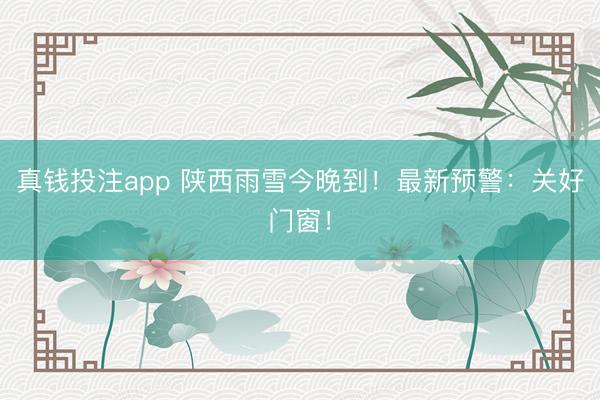 真钱投注app 陕西雨雪今晚到!最新预警:关好门窗!