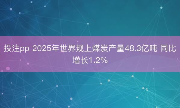 投注pp 2025年世界规上煤炭产量48.3亿吨 同比增长1.2%