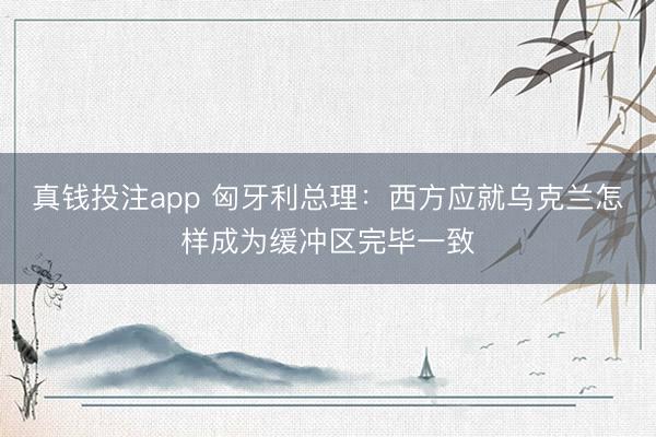 真钱投注app 匈牙利总理：西方应就乌克兰怎样成为缓冲区完毕一致