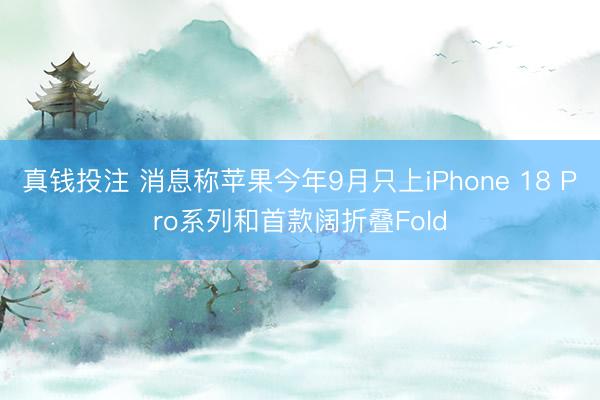 真钱投注 消息称苹果今年9月只上iPhone 18 Pro系列和首款阔折叠Fold