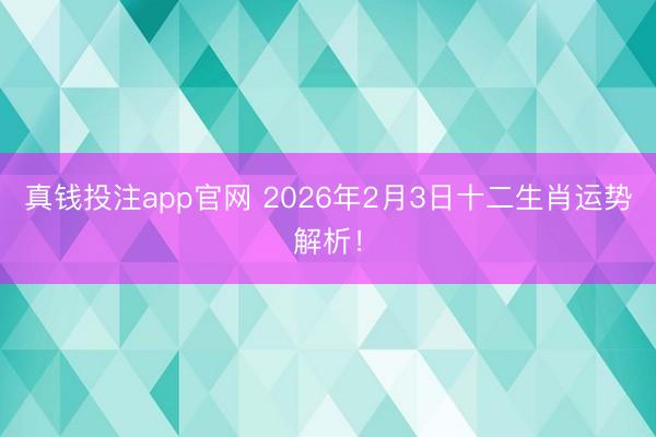 真钱投注app官网 2026年2月3日十二生肖运势解析!