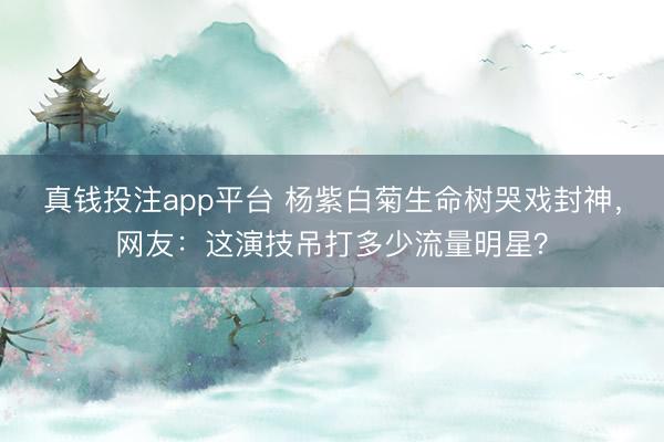 真钱投注app平台 杨紫白菊生命树哭戏封神,网友:这演技吊打多少流量明星?