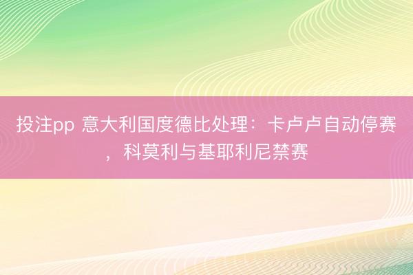 投注pp 意大利国度德比处理:卡卢卢自动停赛,科莫利与基耶利尼禁赛