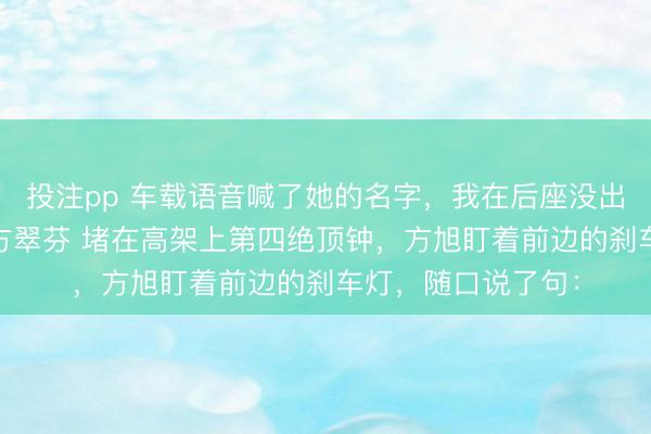 投注pp 车载语音喊了她的名字,我在后座没出声 方旭江瑶唐敏方翠芬 堵在高架上第四绝顶钟,方旭盯着前边的刹车灯,随口说了句: