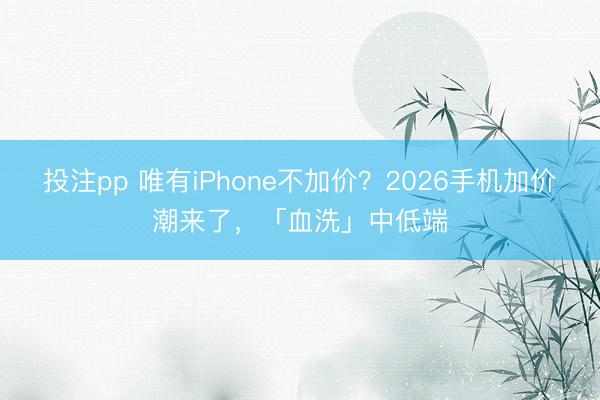 投注pp 唯有iPhone不加价?2026手机加价潮来了,「血洗」中低端