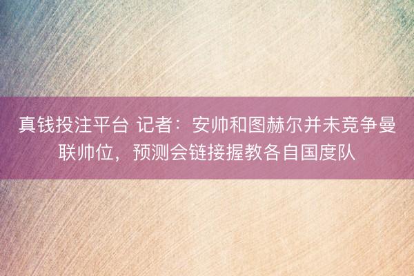 真钱投注平台 记者：安帅和图赫尔并未竞争曼联帅位，预测会链接握教各自国度队