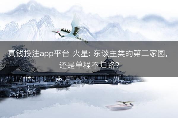 真钱投注app平台 火星: 东谈主类的第二家园， 还是单程不归路?