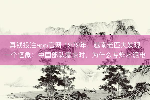真钱投注app官网 1979年，越南老匹夫发现一个怪象：中国部队震惊时，为什么专炸水泥电