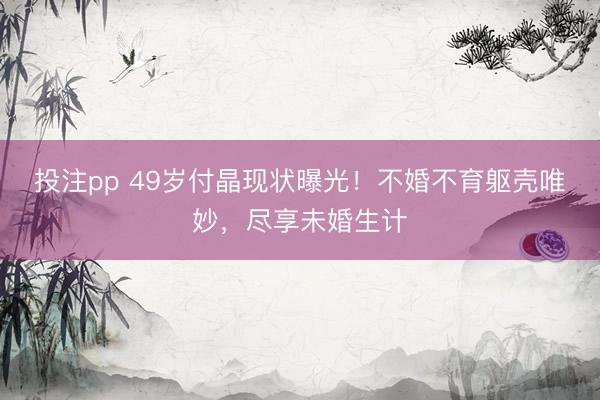 投注pp 49岁付晶现状曝光！不婚不育躯壳唯妙，尽享未婚生计