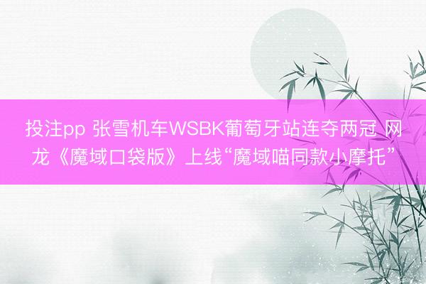 投注pp 张雪机车WSBK葡萄牙站连夺两冠 网龙《魔域口袋版》上线“魔域喵同款小摩托”