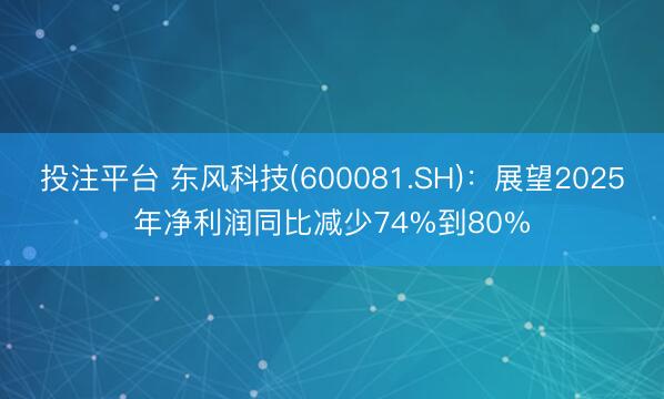 投注平台 东风科技(600081.SH)：展望2025年净利润同比减少74%到80%