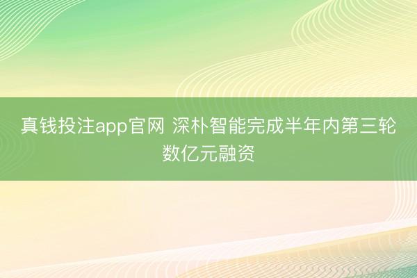 真钱投注app官网 深朴智能完成半年内第三轮数亿元融资