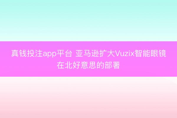 真钱投注app平台 亚马逊扩大Vuzix智能眼镜在北好意思的部署