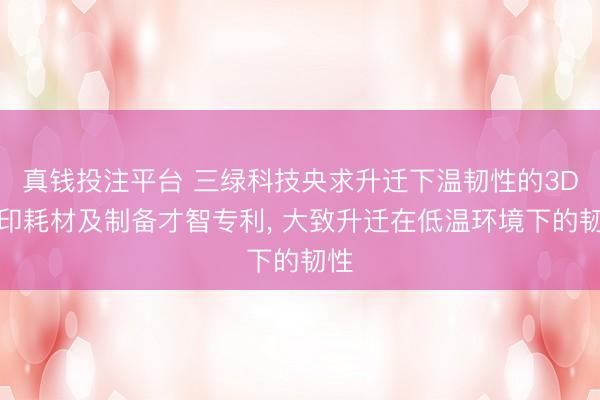 真钱投注平台 三绿科技央求升迁下温韧性的3D打印耗材及制备才智专利， 大致升迁在低温环境下的韧性