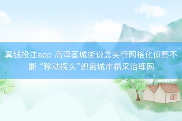 真钱投注app 高淳固城街说念实行网格化侦察不断 “移动探头”织密城市精采治理网