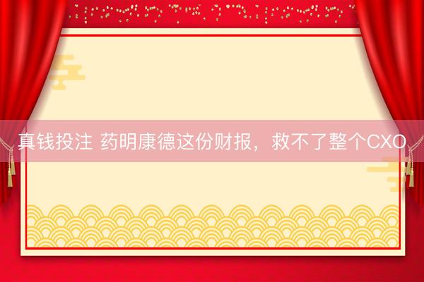 真钱投注 药明康德这份财报，救不了整个CXO