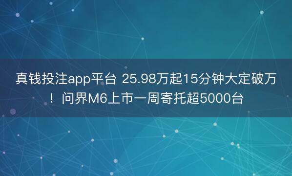 真钱投注app平台 25.98万起15分钟大定破万！问界M6上市一周寄托超5000台