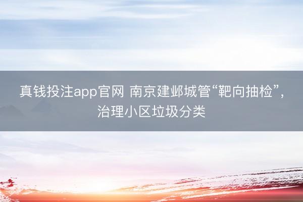真钱投注app官网 南京建邺城管“靶向抽检”，治理小区垃圾分类