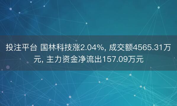 投注平台 国林科技涨2.04%, 成交额4565.31万元, 主力资金净流出157.09万元