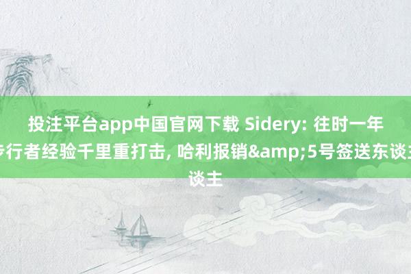 投注平台app中国官网下载 Sidery: 往时一年步行者经验千里重打击， 哈利报销&5号签送东谈主