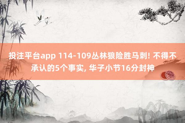 投注平台app 114-109丛林狼险胜马刺! 不得不承认的5个事实， 华子小节16分封神
