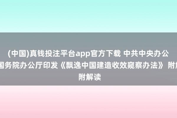 (中国)真钱投注平台app官方下载 中共中央办公厅 国务院办公厅印发《飘逸中国建造收效窥察办法》 附解读