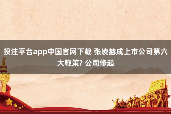 投注平台app中国官网下载 张凌赫成上市公司第六大鞭策? 公司修起