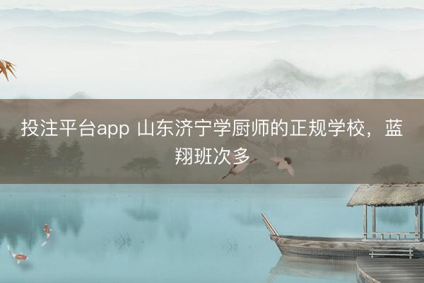 投注平台app 山东济宁学厨师的正规学校，蓝翔班次多