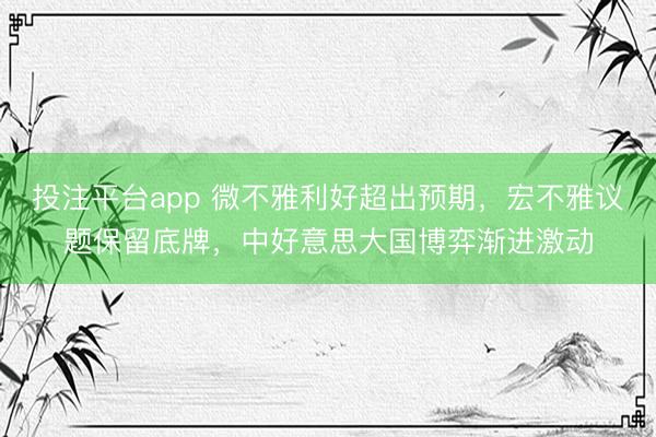 投注平台app 微不雅利好超出预期，宏不雅议题保留底牌，中好意思大国博弈渐进激动