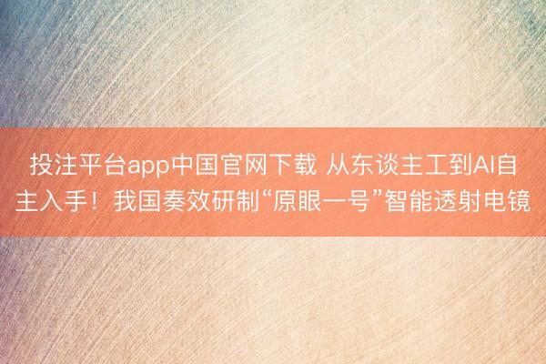 投注平台app中国官网下载 从东谈主工到AI自主入手！我国奏效研制“原眼一号”智能透射电镜