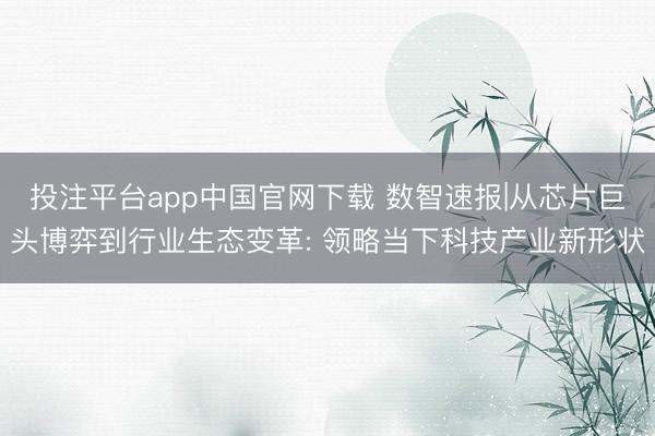 投注平台app中国官网下载 数智速报|从芯片巨头博弈到行业生态变革: 领略当下科技产业新形状