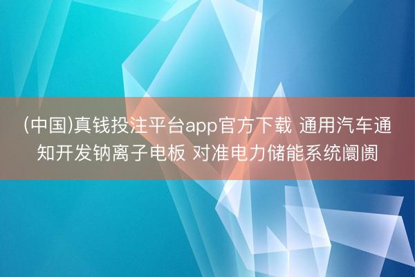 (中国)真钱投注平台app官方下载 通用汽车通知开发钠离子电板 对准电力储能系统阛阓