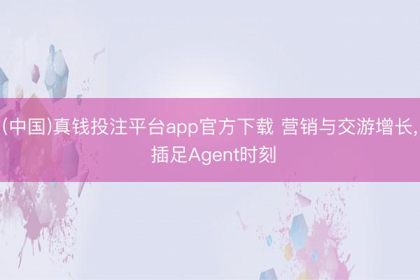 (中国)真钱投注平台app官方下载 营销与交游增长， 插足Agent时刻