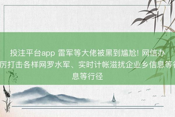 投注平台app 雷军等大佬被黑到尴尬! 网信办: 严厉打击各样网罗水军、实时计帐滋扰企业乡信息等行径