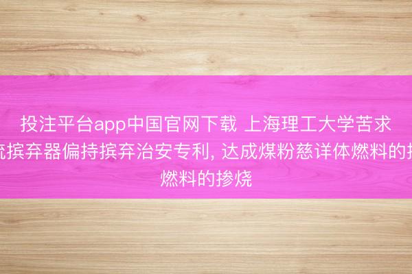 投注平台app中国官网下载 上海理工大学苦求旋流摈弃器偏持摈弃治安专利， 达成煤粉慈详体燃料的掺烧