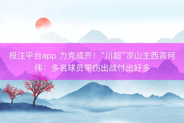 投注平台app 力克成齐！“川超”凉山主西宾何伟：多名球员带伤出战付出好多