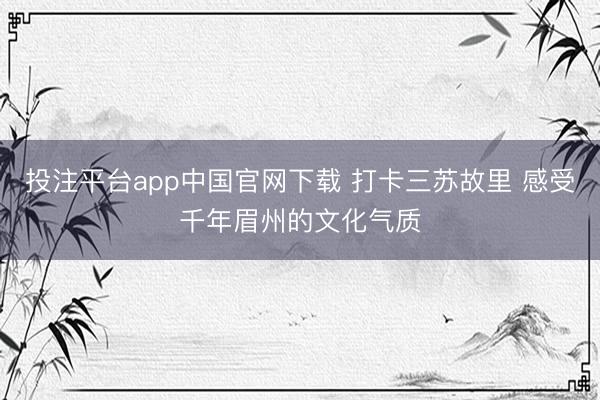 投注平台app中国官网下载 打卡三苏故里 感受千年眉州的文化气质
