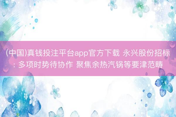 (中国)真钱投注平台app官方下载 永兴股份招标: 多项时势待协作 聚焦余热汽锅等要津范畴